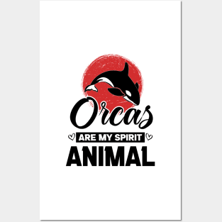 Orcas Are My Spirit Animal Japan Flag Funny Orca Whale quote Posters and Art